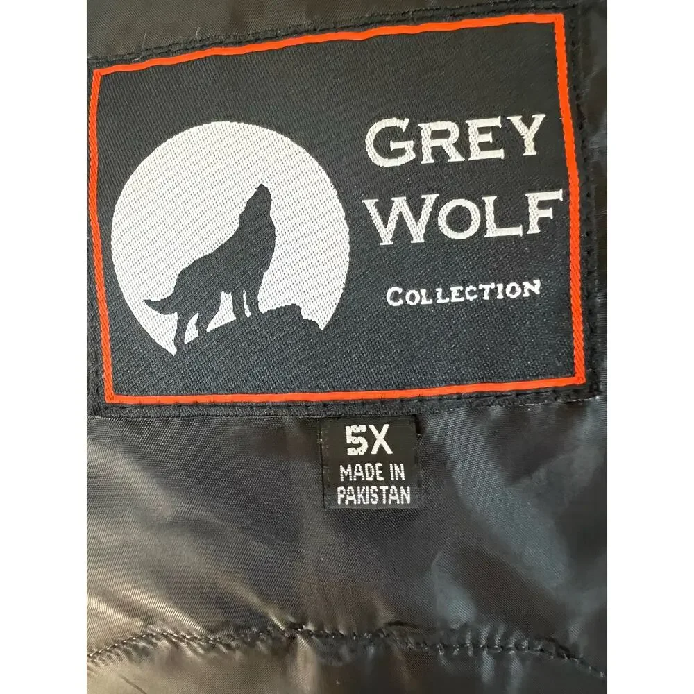 grey wolf collection leather vest size 5X